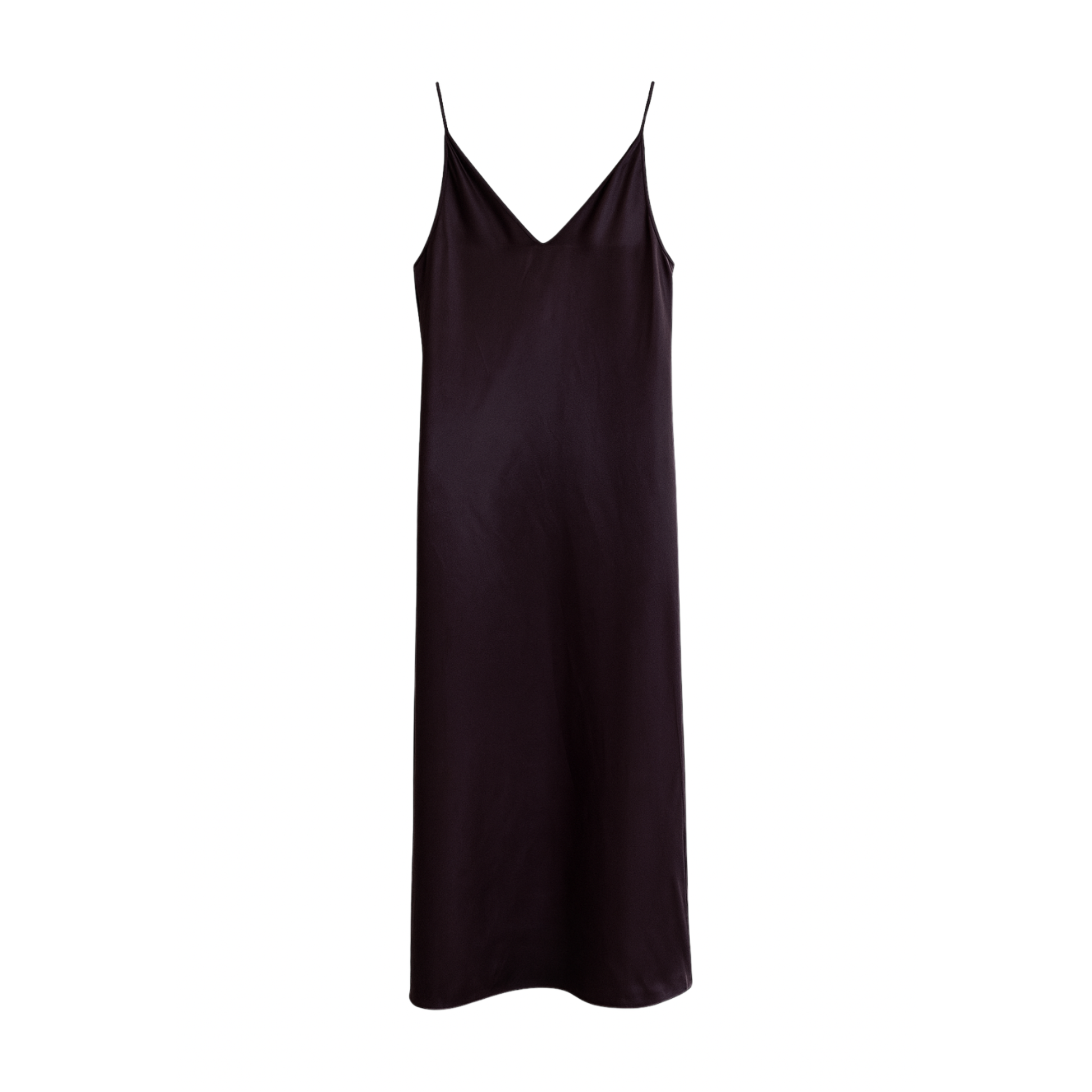 Black slip dress on a white background